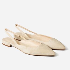 Everlane The Editor Slingback Suede Pointed Toe in Natural Suede Women's Sz 5.5